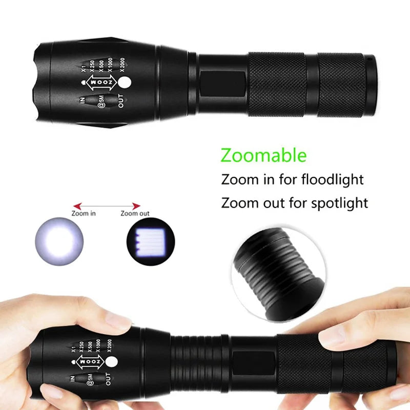 XM-L2 10000LM Zoomable CREE LED Flashlight – Waterproof Tactical Torch for 18650/26650