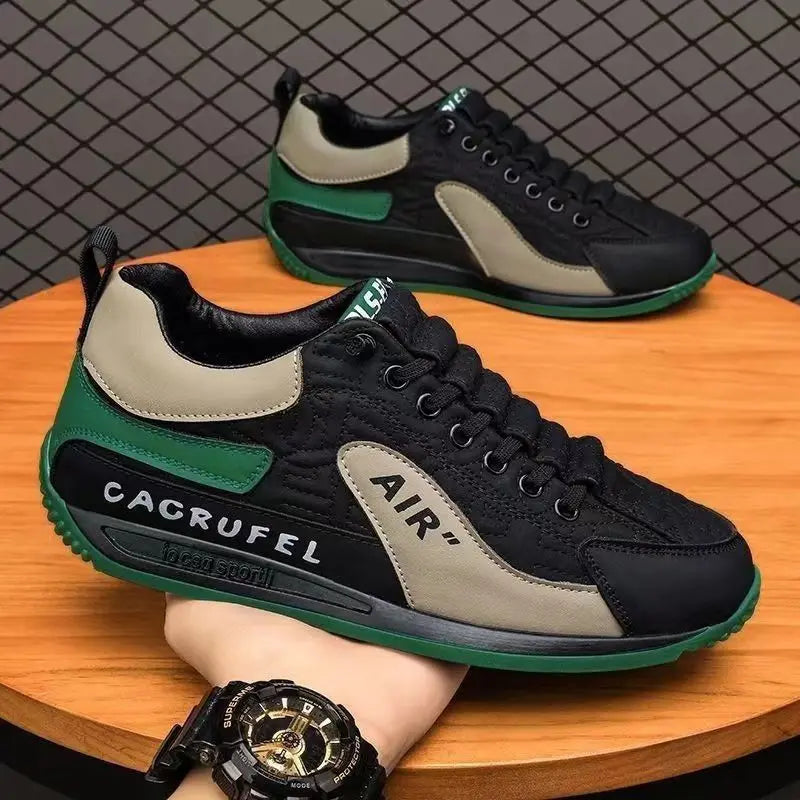 Men's Fashion Lace-Up Running Sneakers — Rubber Outsole Sports Walking Shoes