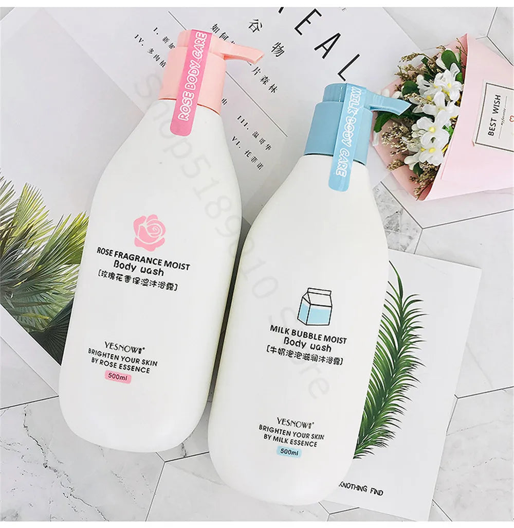 Fruit Fresh Moisturizing Bubble Body Wash 500ml – Peach & Milk Shower Gel for Soft, Bright Skin