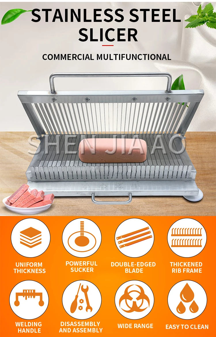 Stainless Steel Double-Blade Manual Slicer — Multifunctional Vegetable & Cooked Food Cutter