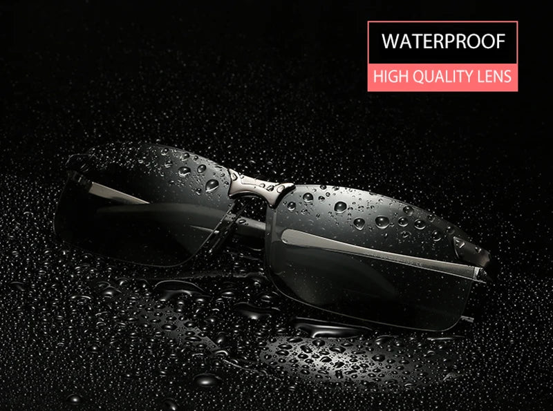 Half-Frame Photochromic Polarized Sunglasses | Vintage Metal Night Vision Driving Shades