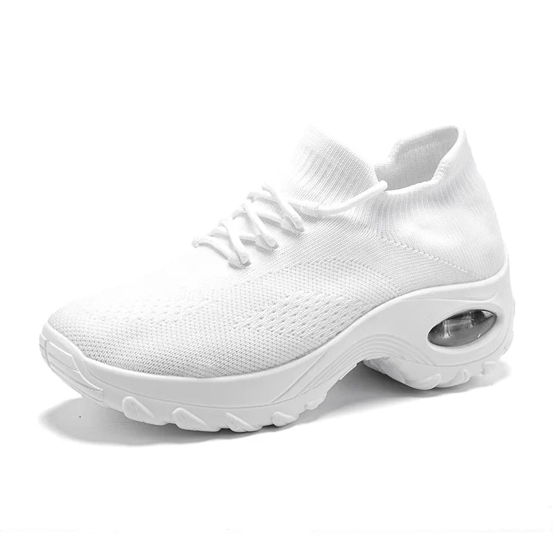Women's Air Cushion Platform Sneakers — Mesh Lace-Up Tennis Shoes with Thick Sole (Sizes 35-42)