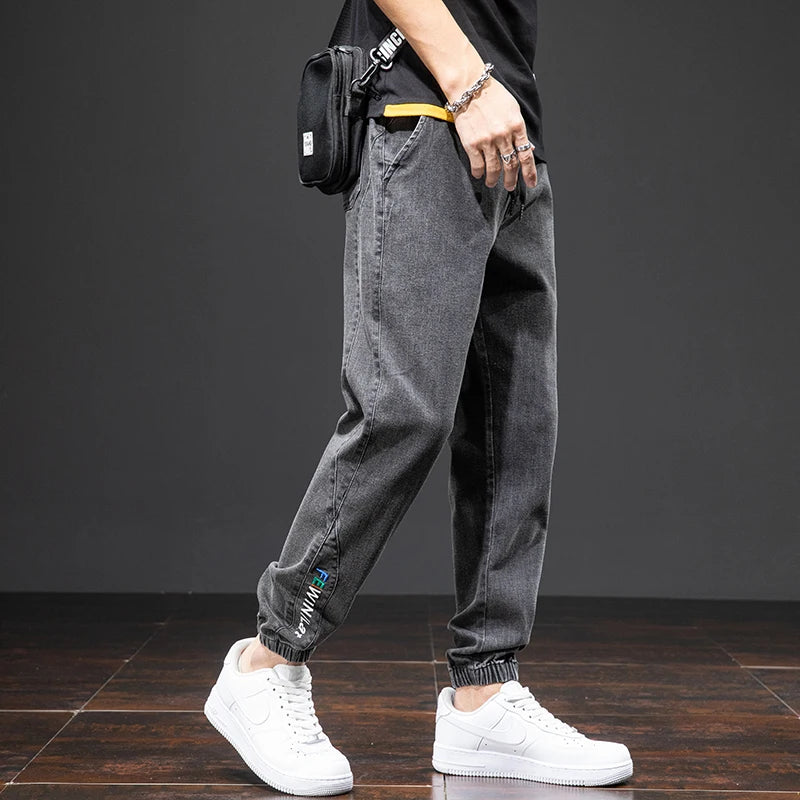 Men's Baggy Cargo Denim Jogger Pants — Streetwear Harem Jean Trousers Plus Size