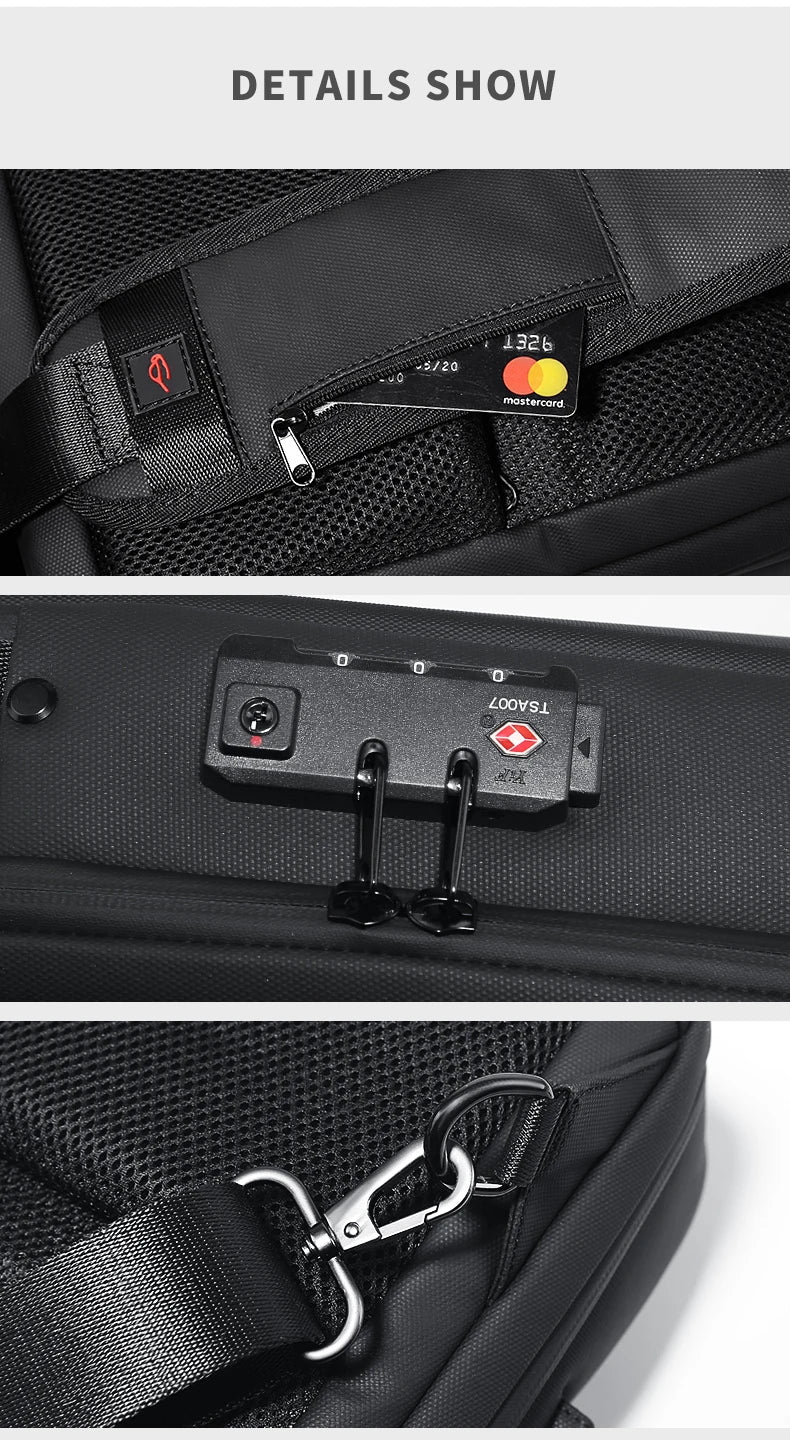 FENRUIEN Anti-Theft Waterproof Chest Pack – USB Charging Crossbody Shoulder Bag for Men