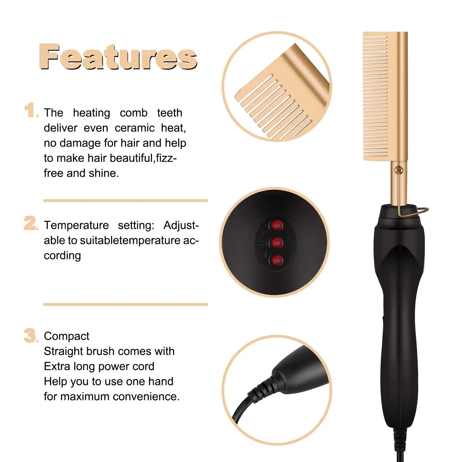2-in-1 Hot Comb Hair Straightener — Electric Heating Comb for Straight & Wavy Styles