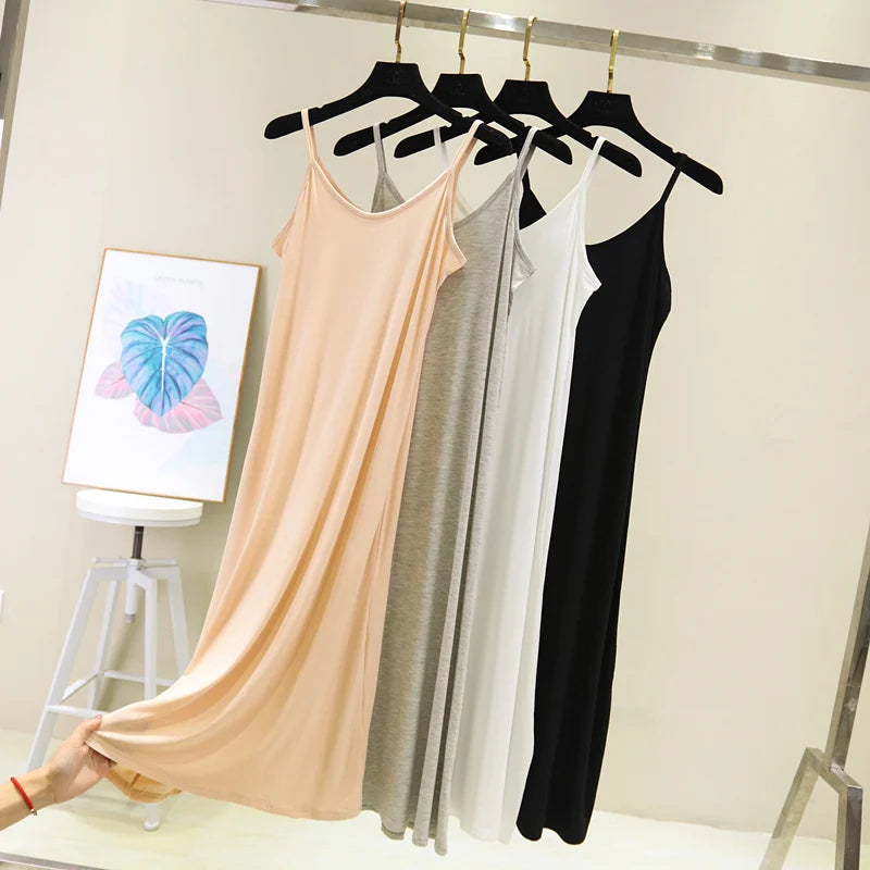 Modal Camisole Tank Dress — Casual Sexy O-Neck Beach Home Dress