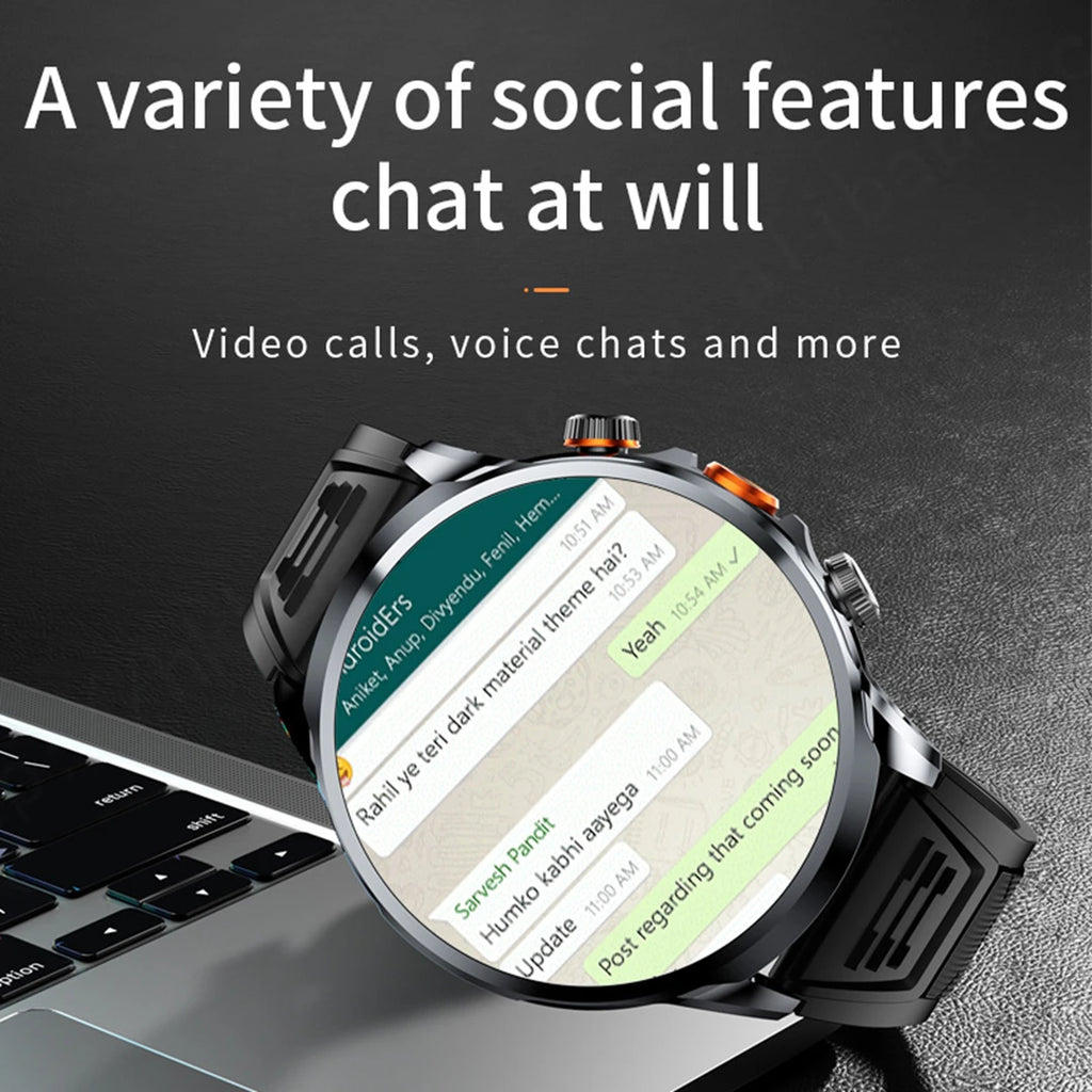 HUANLONG 4G LTE Android Smartwatch with Heart Rate Tracker GPS Navigation Remote Control SIM Card IP68 Waterproof Unisex Design