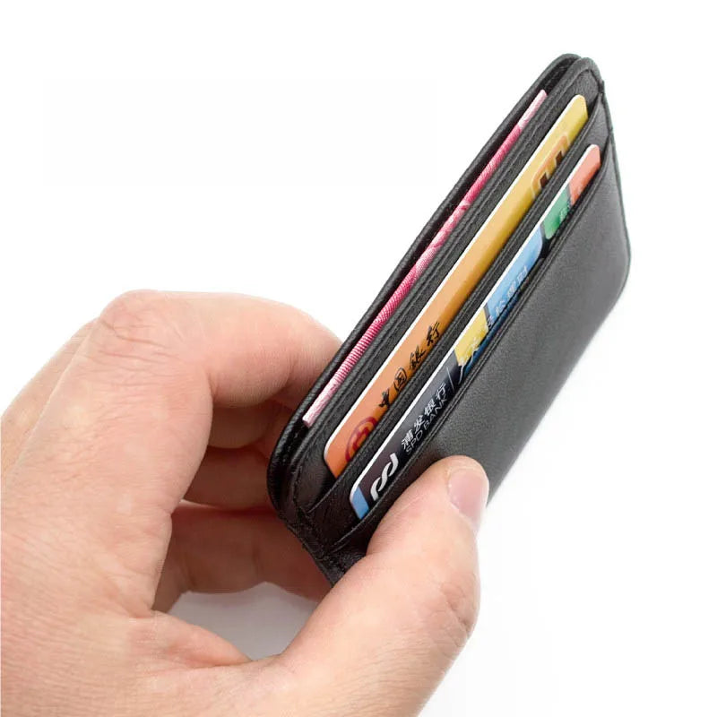 Slim Genuine Sheepskin Leather Men's Wallet – Ultra-Thin Mini ID & Credit Card Holder Purse