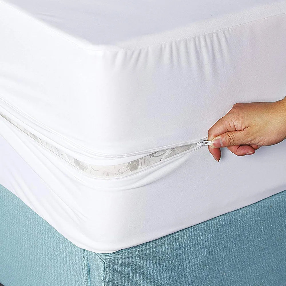 6-Sided Waterproof Mattress Cover with Zipper – Dustproof Encasement, Twin to King
