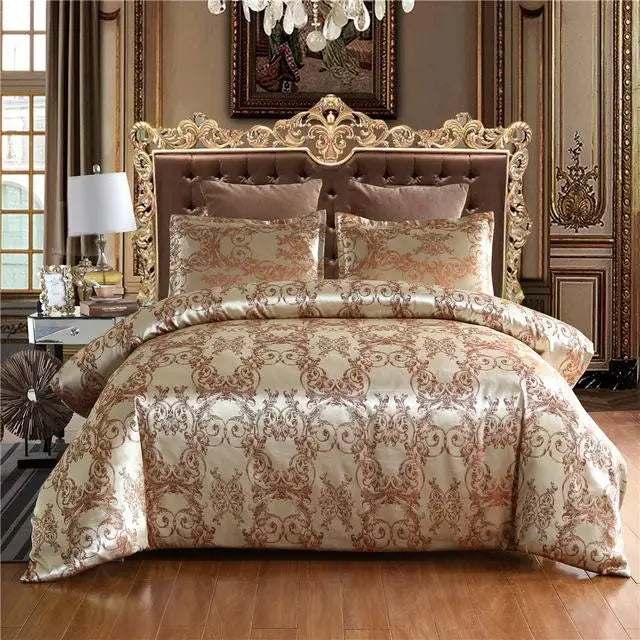 Silky Luxury Bedding Set | 2-3 Piece Duvet Cover & Bed Linens, Gold Colour, Queen & King Size