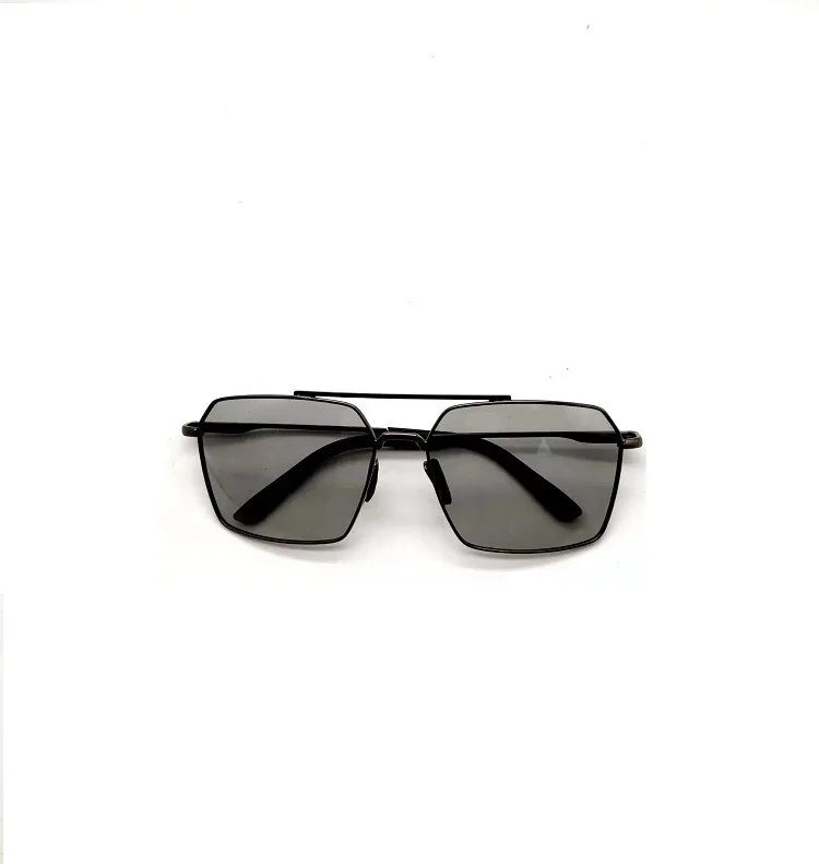Day & Night Square Frame Polarized Sunglasses | Black Silver UV Protection Driving Glasses