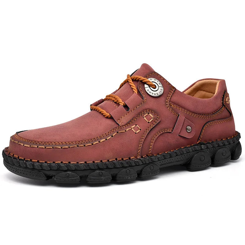 Men's Large Size Business Casual Leather Shoes — Thick Sole Lace-Up Work Shoes (Sizes 39-48)