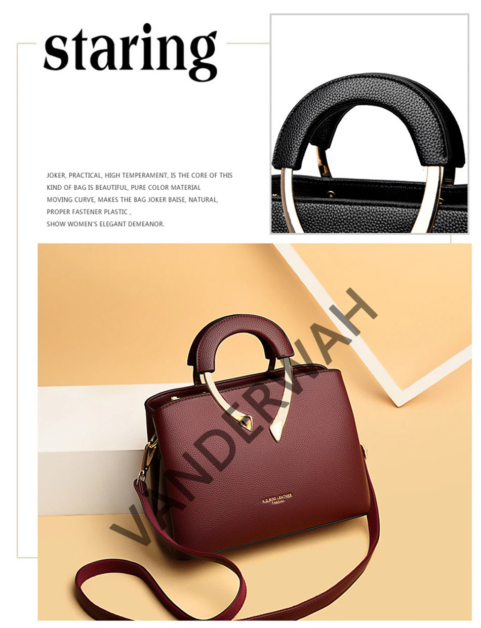 VANDERWAH Luxury Microfiber Leather Casual Tote Bag – Designer Shoulder Crossbody Handbag for Women