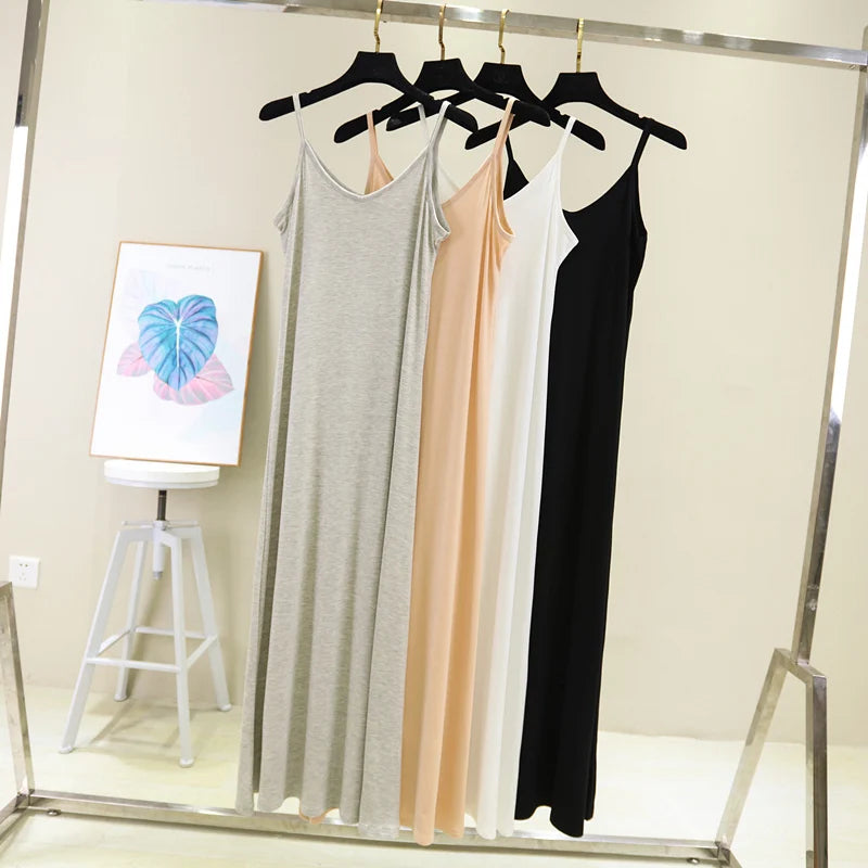 Modal Camisole Tank Dress — Casual Sexy O-Neck Beach Home Dress