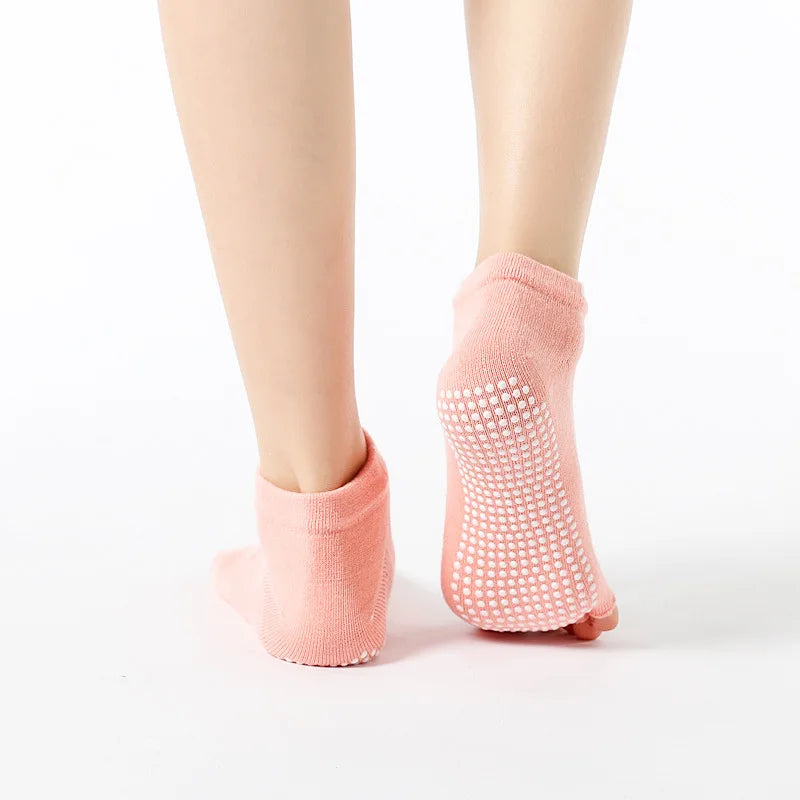 Women's Backless Yoga Socks – Cotton Five-Toe Grip