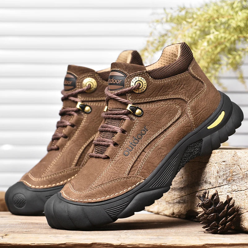 Men's Cow Leather Lace-Up Ankle Boots