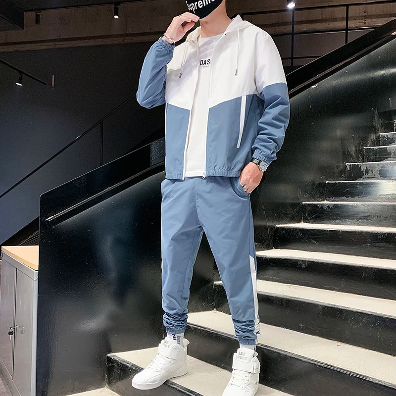 Men's Hip Hop Hooded Tracksuit Jacket & Pants Set – Jogger Sport 2-Piece Suit