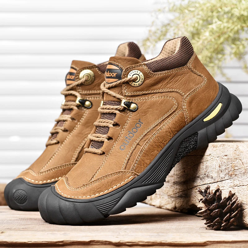 Men's Cow Leather Lace-Up Ankle Boots