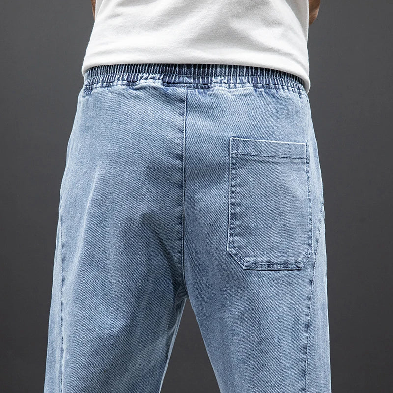 Men's Baggy Cargo Denim Jogger Pants — Streetwear Harem Jean Trousers Plus Size