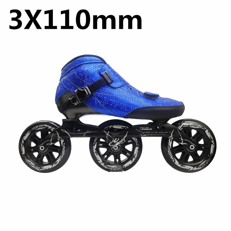 125mm 3-Wheel Marathon Inline Speed Skates – Carbon Fiber, 3x125mm Racing Skate Shoes for Kids & Adults