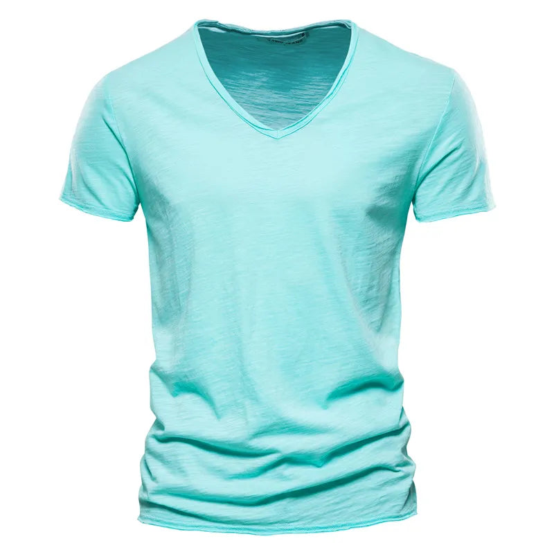 Men's 100% Cotton V-Neck Slim Fit T-Shirt — Fitted Everyday Tee
