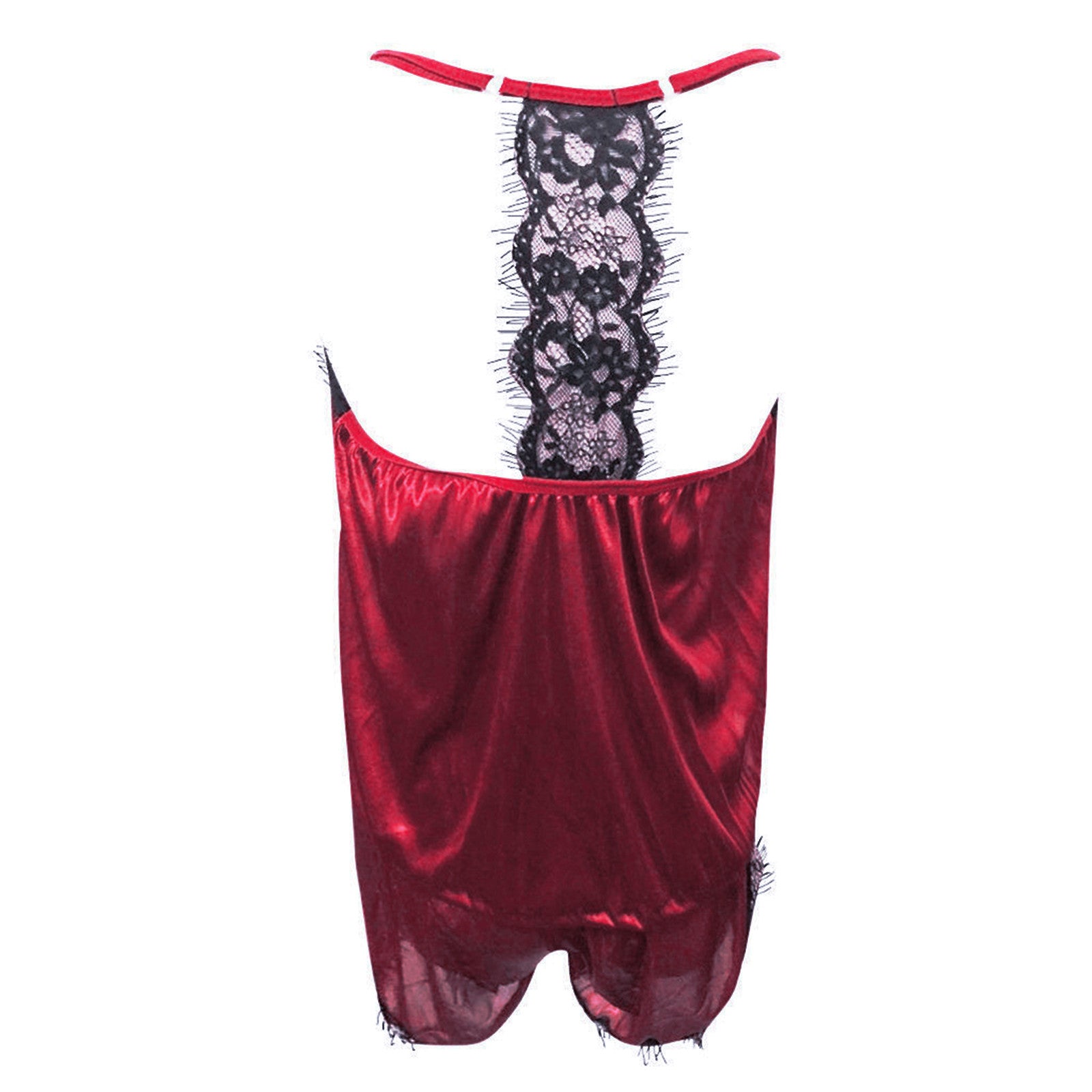 Lace V-Neck Satin Pajama Set — 2-Piece Sexy Sleepwear