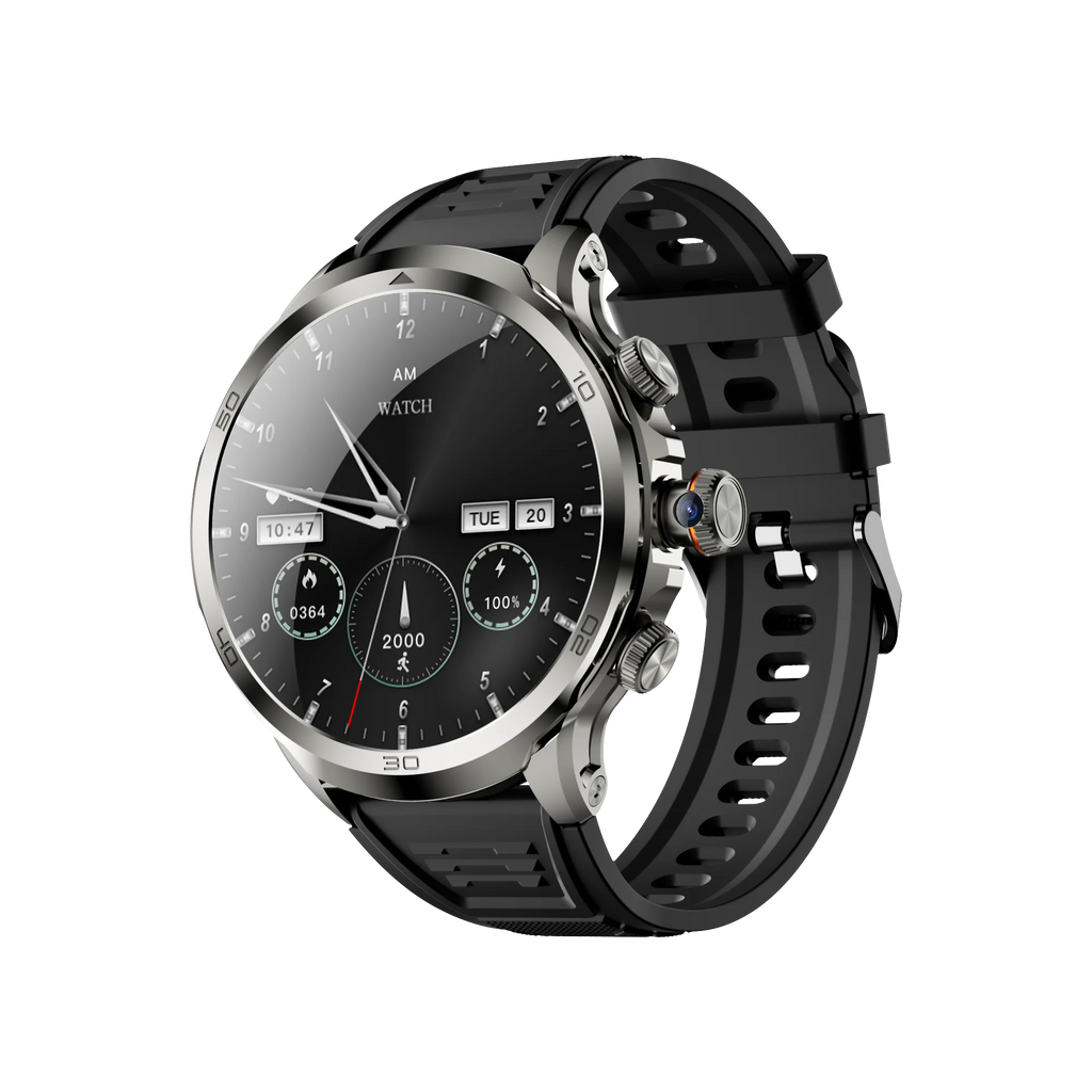 H19 Men's Smartwatch with 1.75 Inch HD AMOLED Screen 4G Connectivity IP67 Waterproof Silicone Band Side Camera GPS 3+32GB RAM
