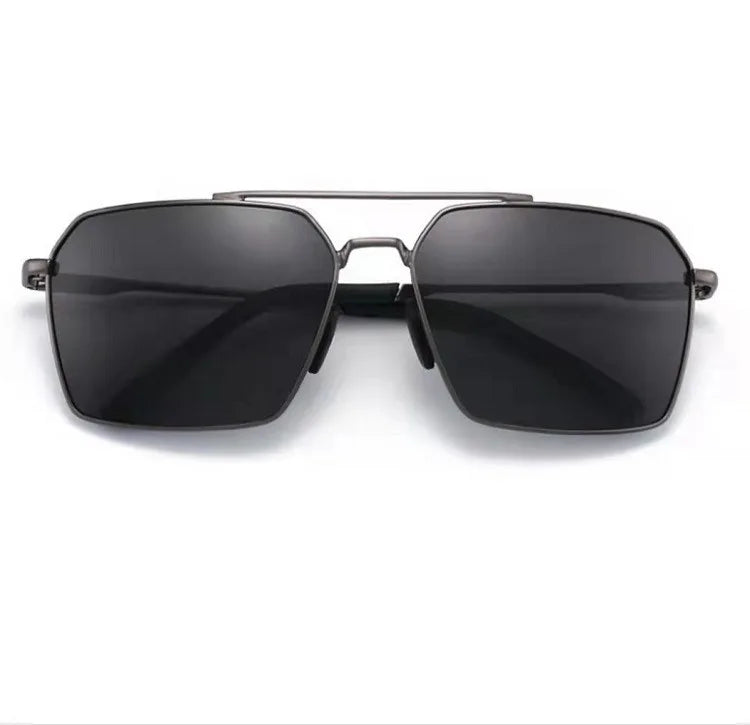 Day & Night Square Frame Polarized Sunglasses | Black Silver UV Protection Driving Glasses