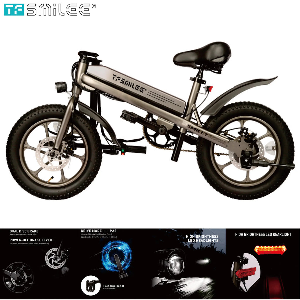 350W 16" Electric Mountain Bicycle — 36V 7-Speed Youth & Adult E-Bike with Dual Disc Brakes