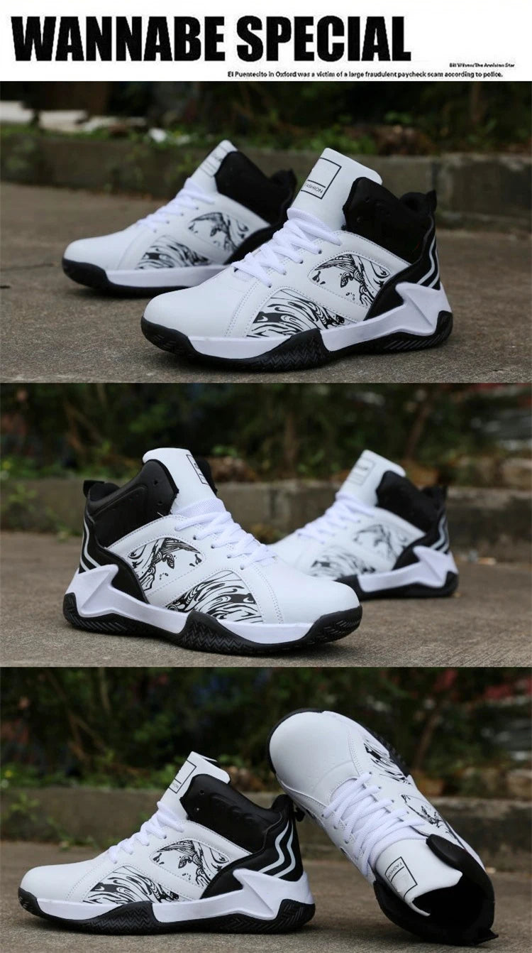 Men's High-Top Basketball Shoes – Cushioned Breathable Sports Sneakers