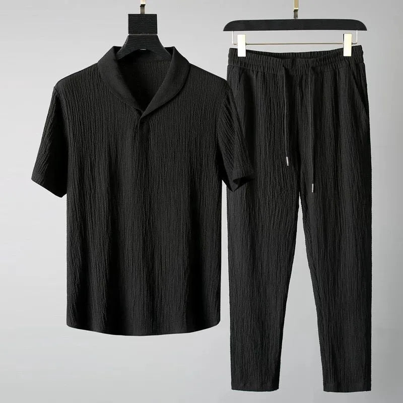 Men's Classic Shirt & Trousers Set – Business Casual 2-Piece Outfit (M–4XL)