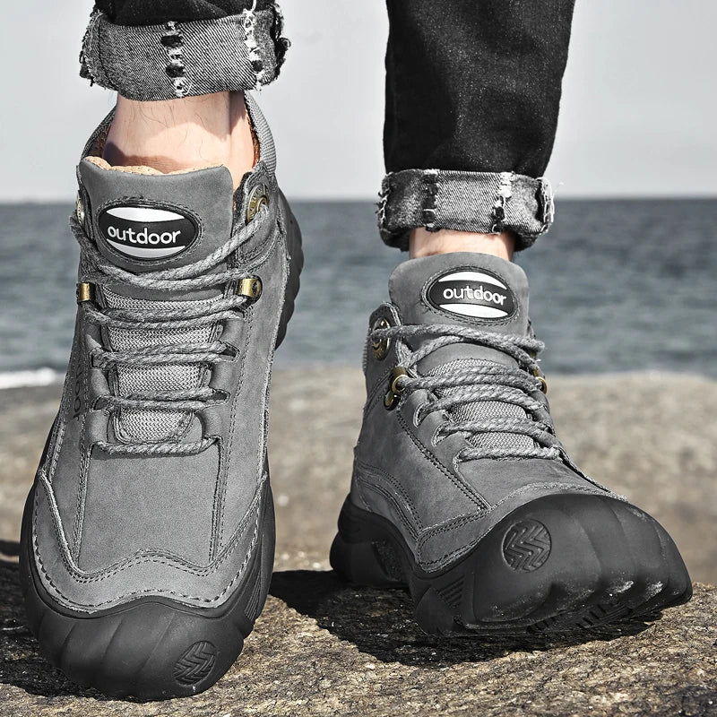 Men's Cow Leather Lace-Up Ankle Boots