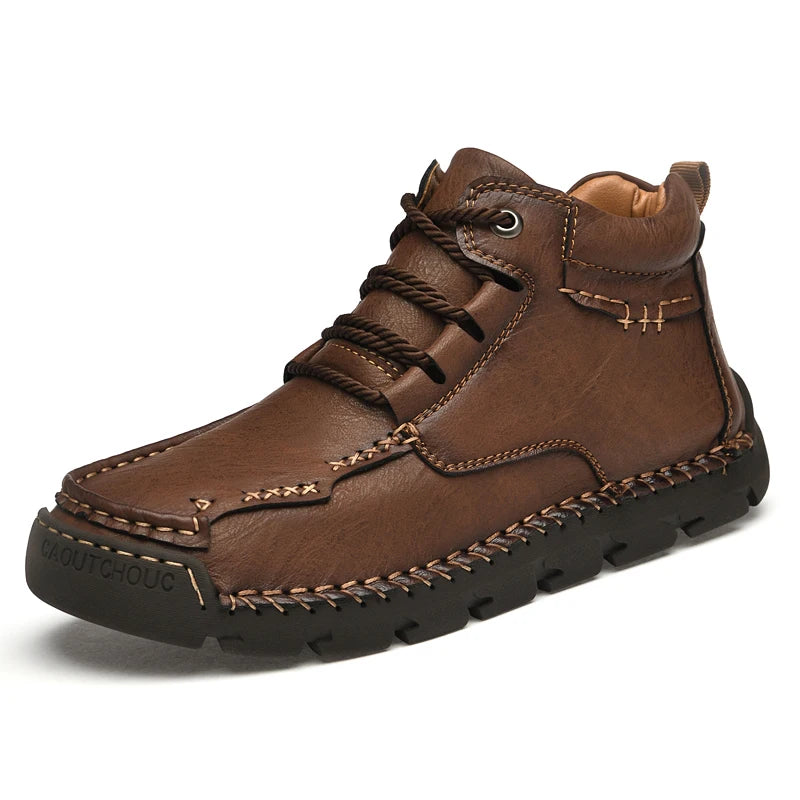 Men's Large Size Plush Genuine Leather Casual Shoes — Soft Sole Oxford (Sizes 39-48)