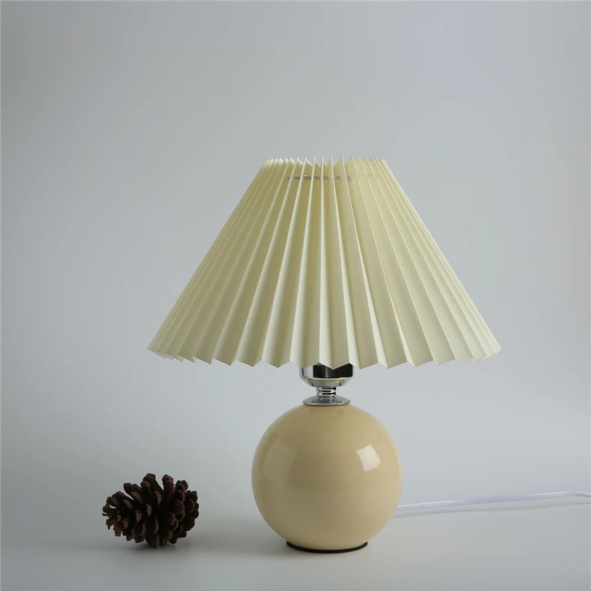Ceramic Table Lamp – Pleated Fabric Shade