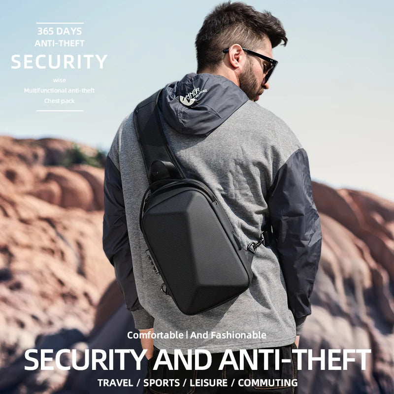 FENRUIEN Anti-Theft Waterproof Chest Pack – USB Charging Crossbody Shoulder Bag for Men