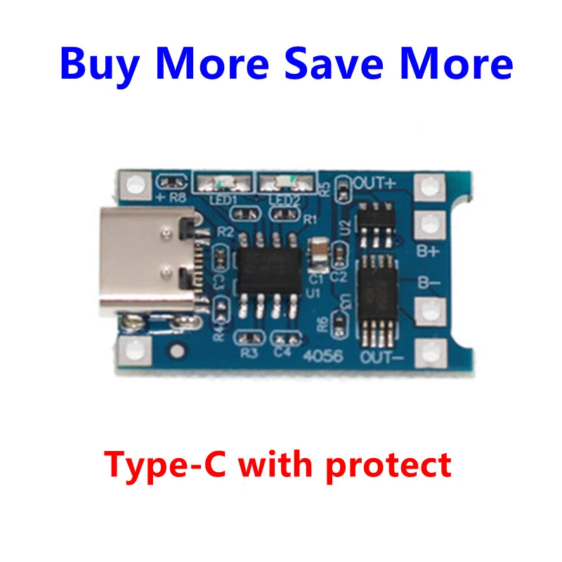 5-Pack USB 18650 Charger Module — Type-C / Micro / Mini USB Li-ion Charging Board