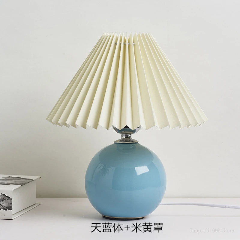Ceramic Table Lamp – Pleated Fabric Shade