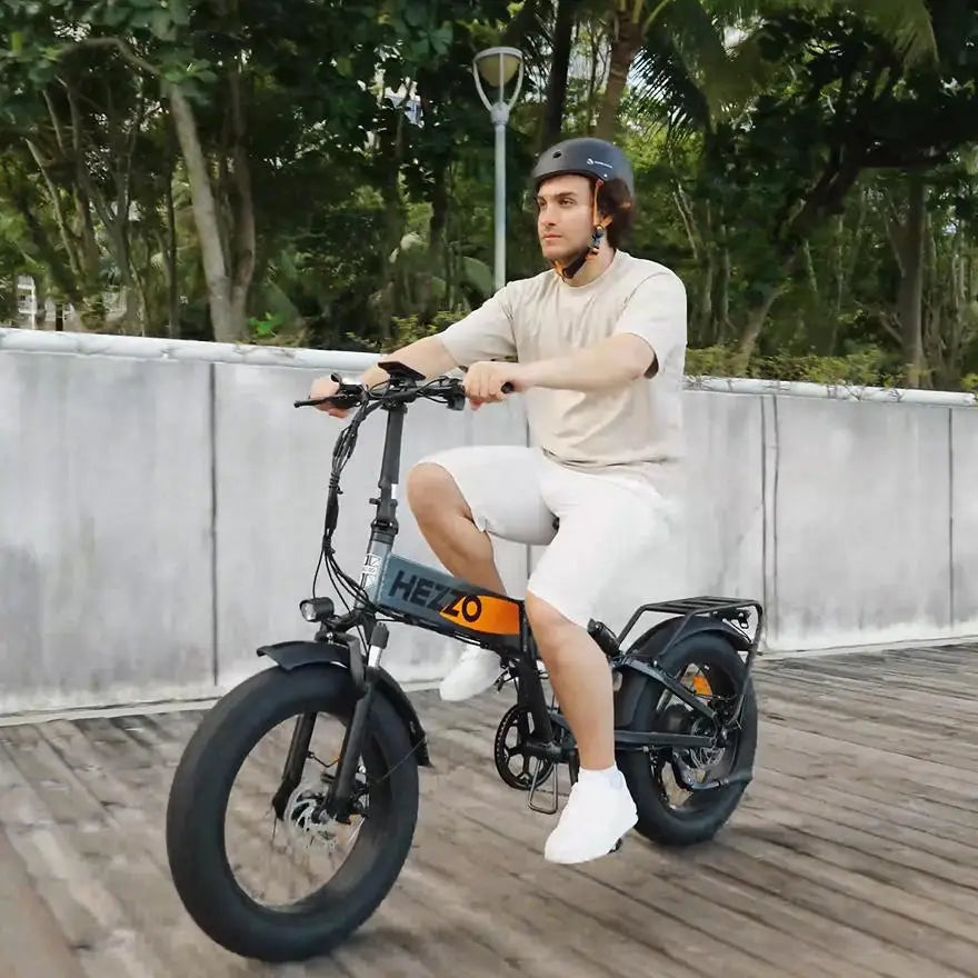 HEZZO T7 750W Full Suspension Folding Fat Tire E-Bike — 48V 15Ah 20" 7-Speed, 55-65km Range