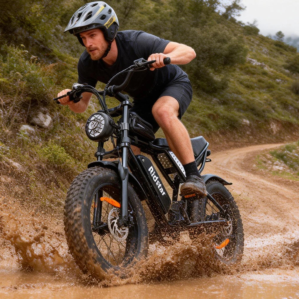 Ridstar Q20 Mini Adult Fat Tire E-Bike — 48V 15Ah 20" Electric Mountain Dirt Bike (US Free Shipping)