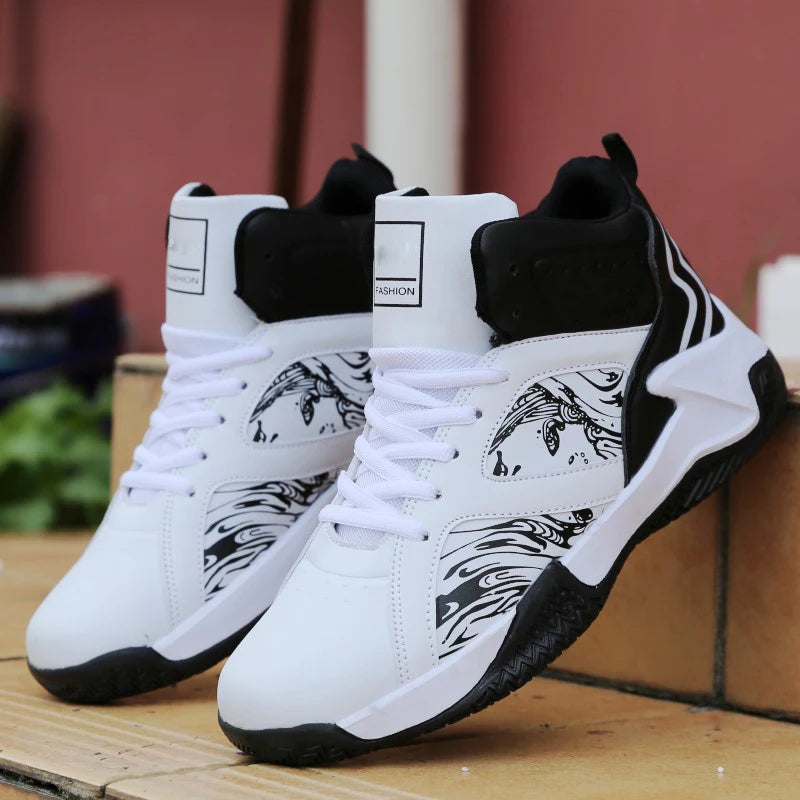 Men's High-Top Basketball Shoes – Cushioned Breathable Sports Sneakers