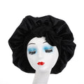 Cross-Border Popular Satin Ribbon Round Hat with Bow, Imitation Silk Beauty and Hair Care Wide-Brimmed Hat, Single-Layer Satin Sleep Cap