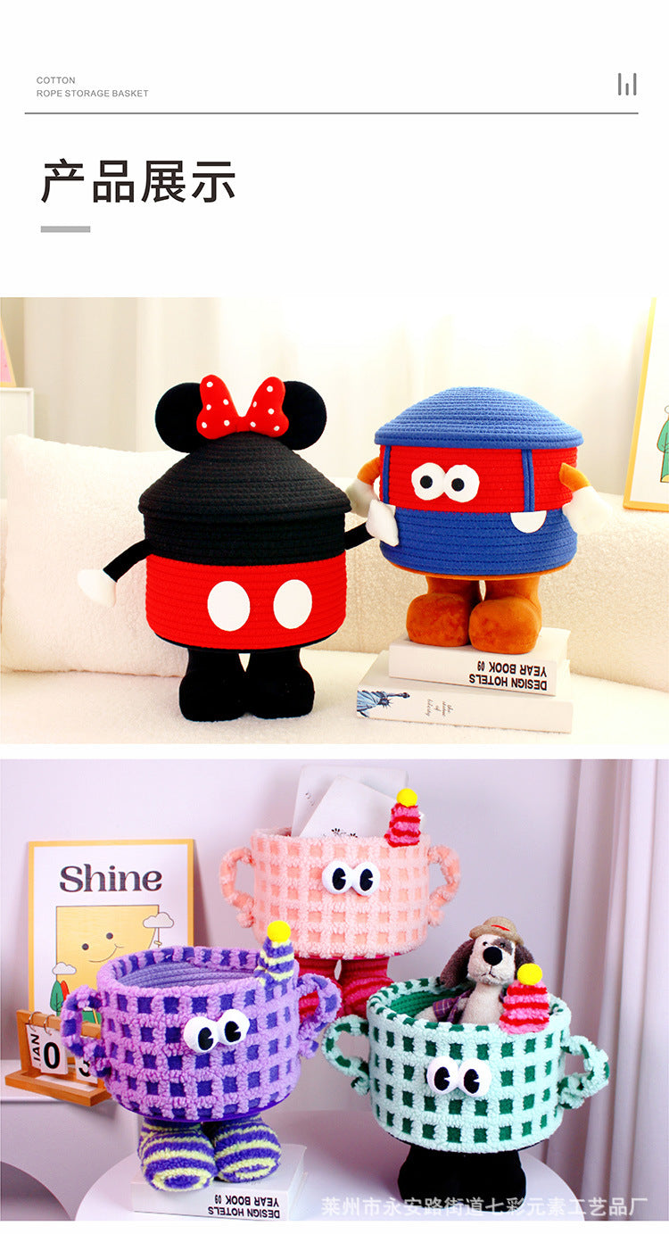 Cartoon Bigfoot Little Monster Storage Basket for Miscellaneous Snacks Large Dopamine Lamb Velvet Cute Storage Basket