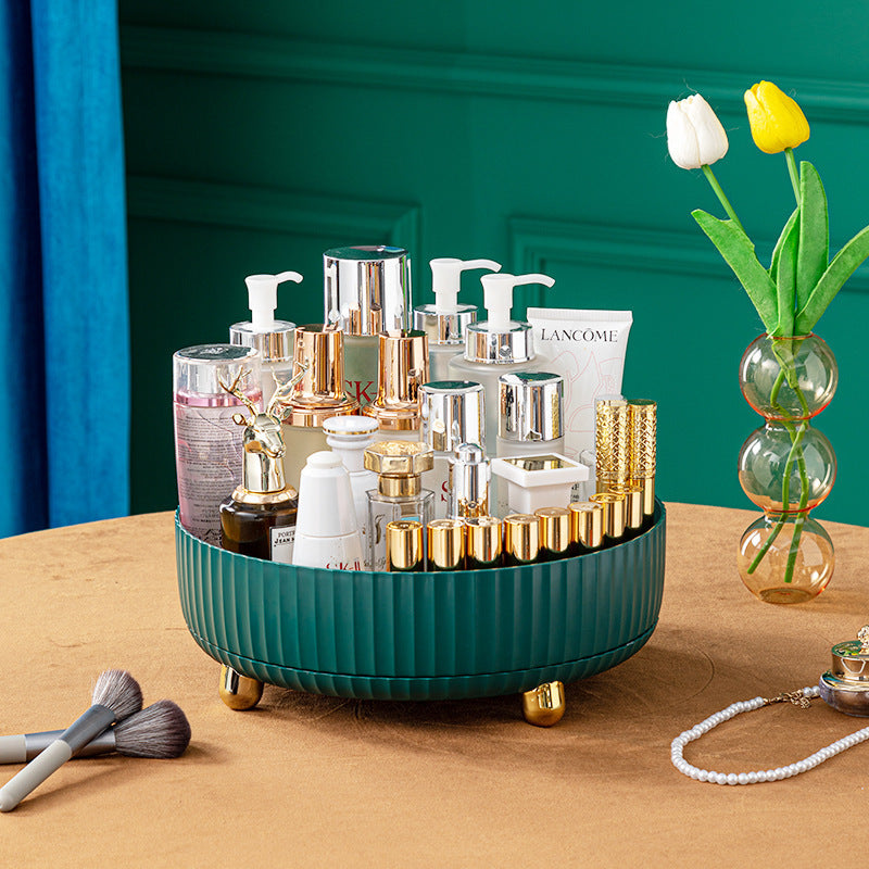 Household Rotating Desktop Storage Box Storage Skin Care Product Storage Rack Dressing Table Plastic Storage Kitchen Living Room Bedroom