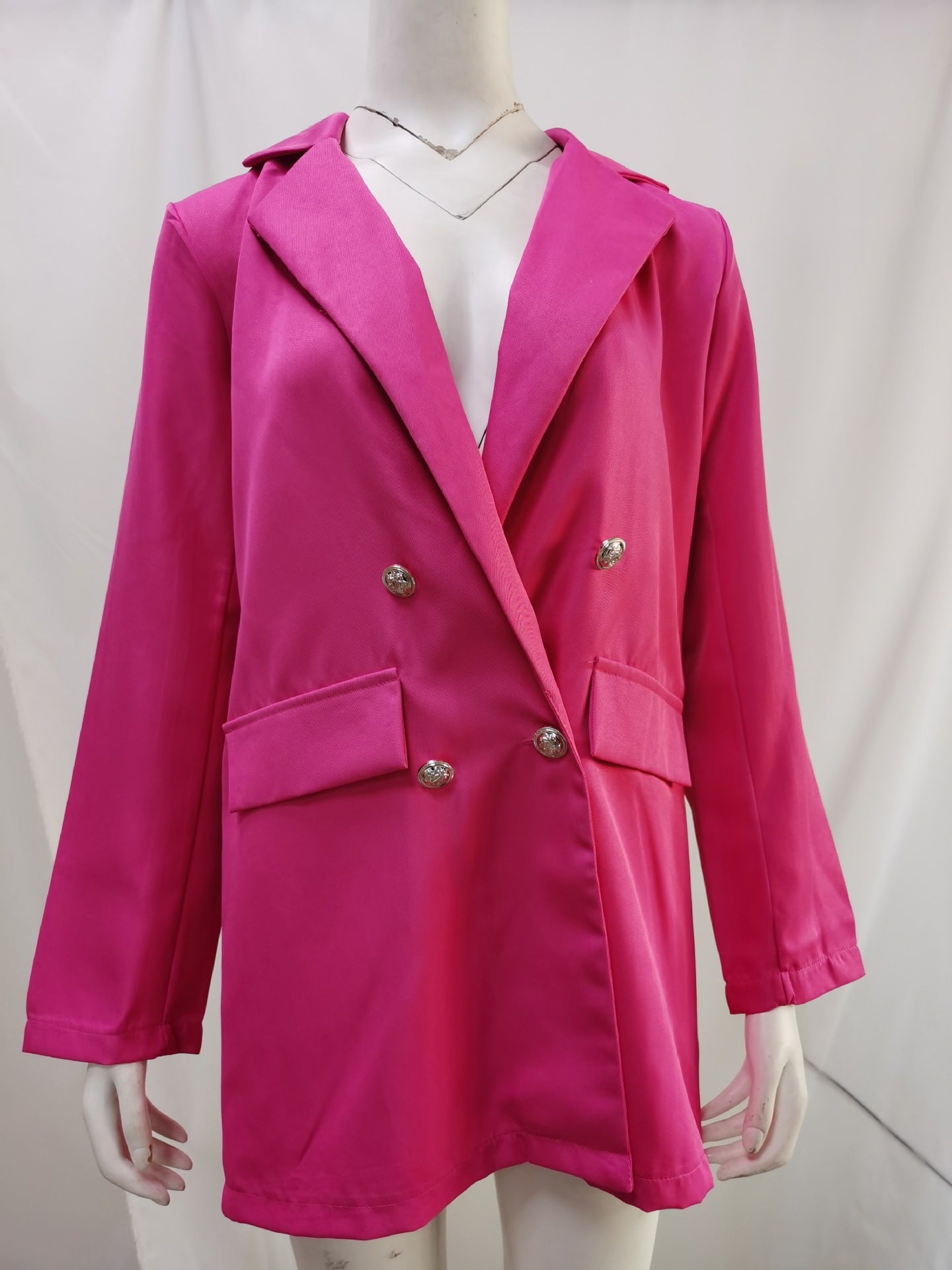 Women's Solid Color Lapel Cardigan Suit Jacket — Long Blazer