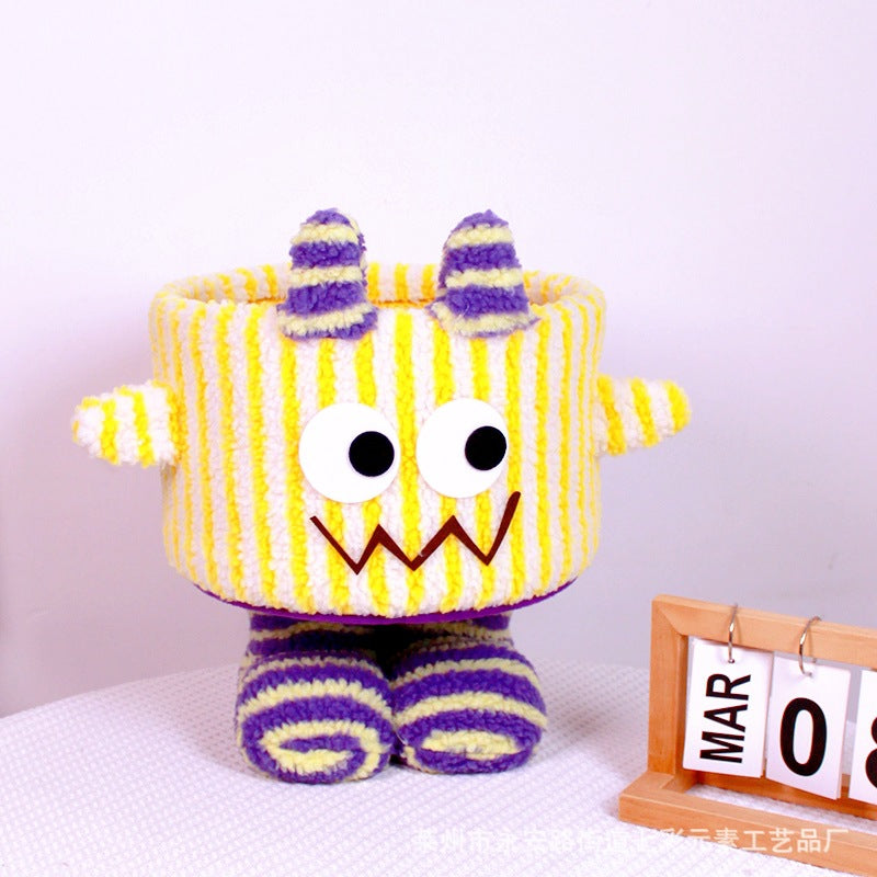 Cartoon Bigfoot Little Monster Storage Basket for Miscellaneous Snacks Large Dopamine Lamb Velvet Cute Storage Basket