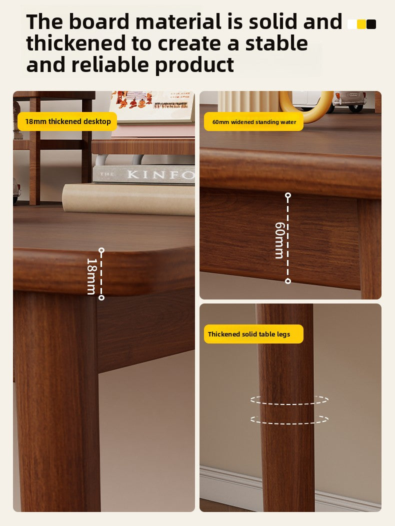 All Solid Wood Desk — L-Shape Pine Computer Desk with Bookshelf | Wall-Mounted Study Table