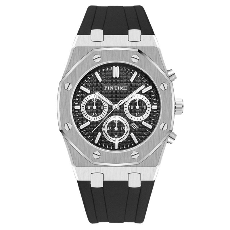 Men's Three-Dial Sports Watch — Multi-Function, Waterproof, Fashion Casual