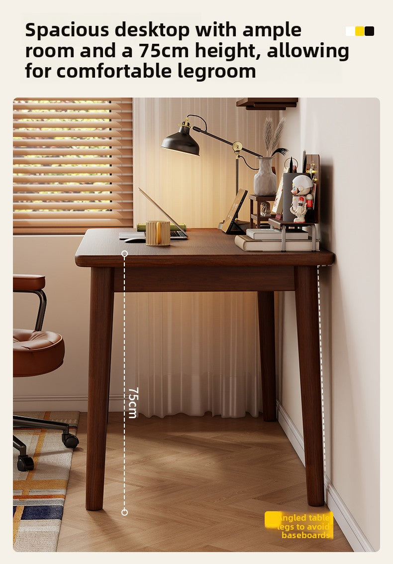 All Solid Wood Desk — L-Shape Pine Computer Desk with Bookshelf | Wall-Mounted Study Table