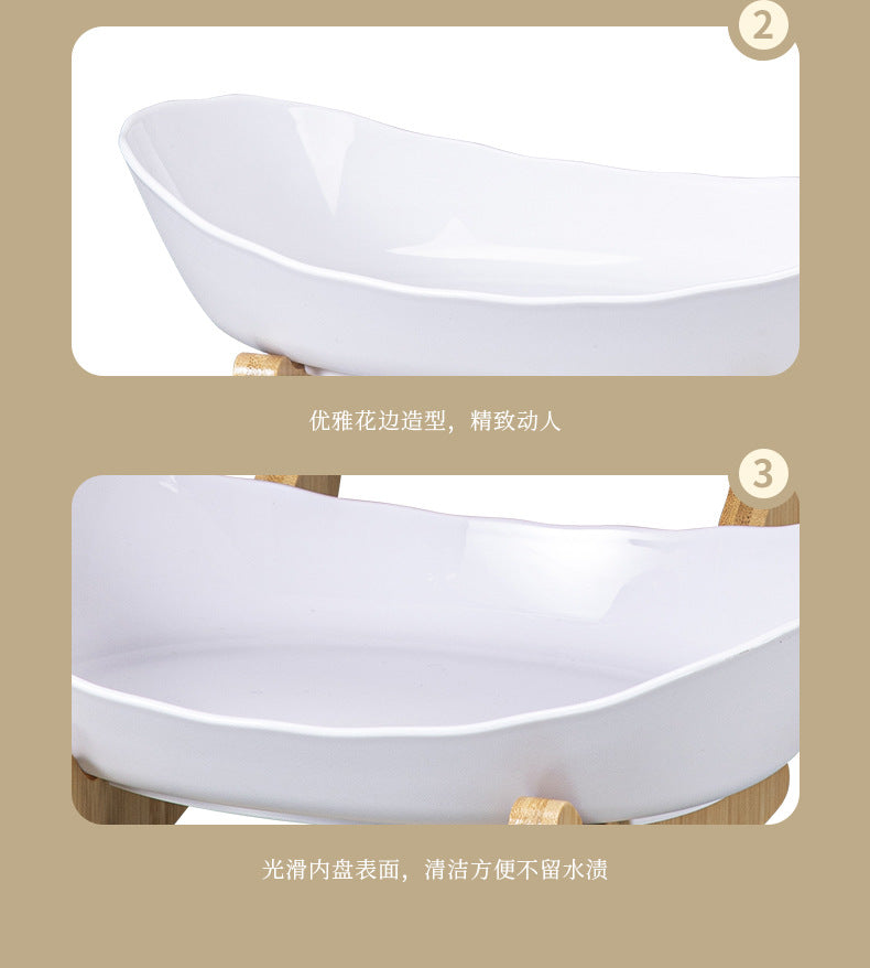 Imitation Wood Grain Household Cross-Border Multi-Layer Household Living Room Fruit Plate Candy Fruit Plate Three-Layer Double-Layer Plastic Rack Fruit Plate