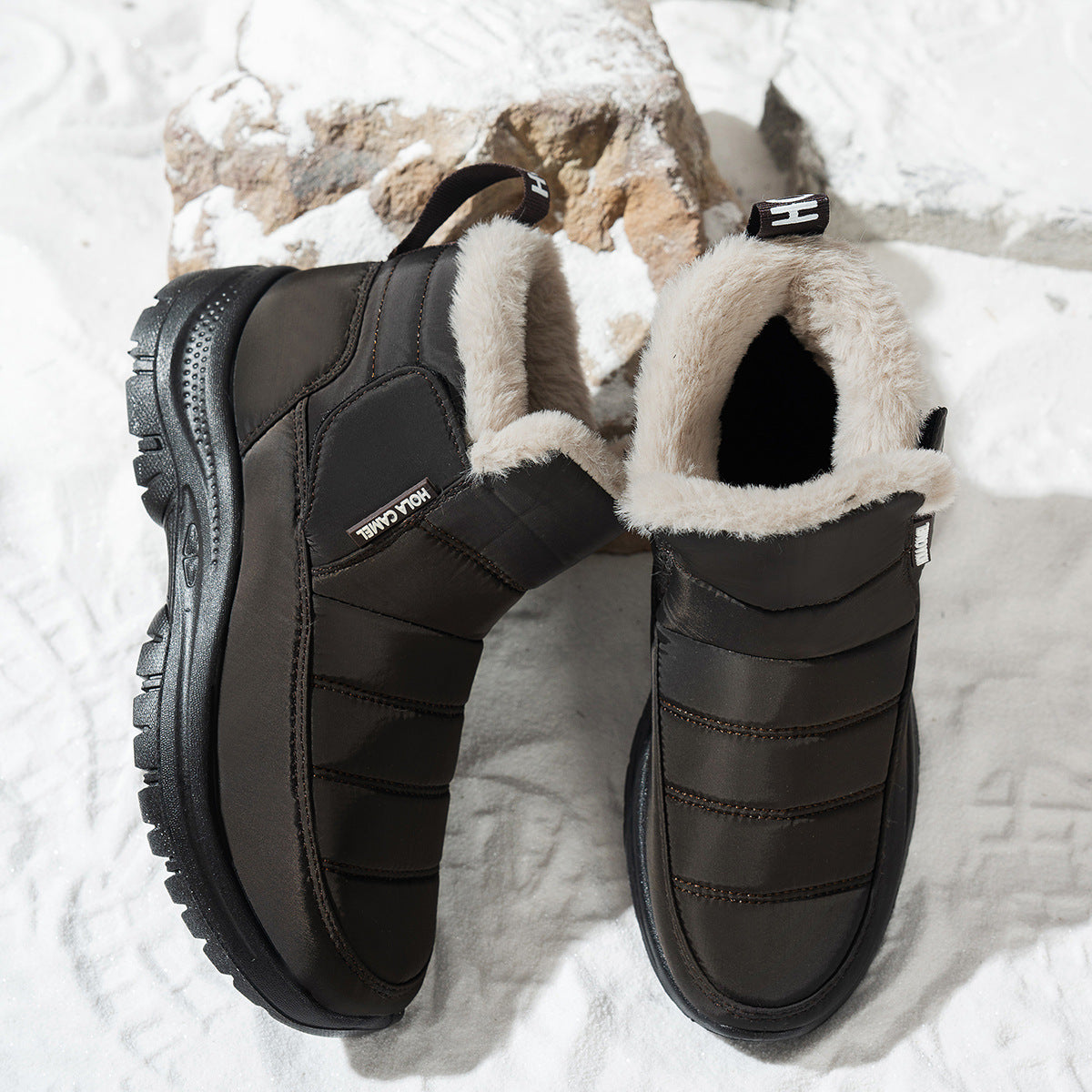 Women's Plush-Lined Waterproof Snow Boots — Slip-On Non-Slip Outdoor Winter Boots
